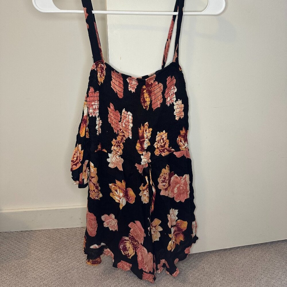 Band of Gypsies Black and Pink Floral Romper